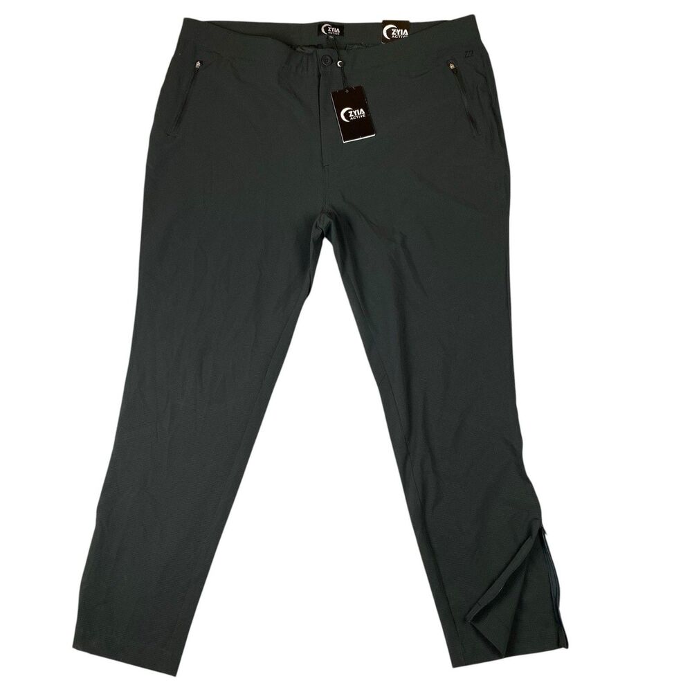 ZYIA Active Mens Trainer Chino Pants Black 3XL Stretch Drawstring Golf 42x29 NWT